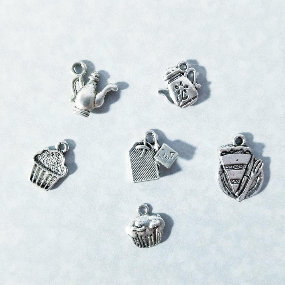 Tea Party Themed Set of Charms (6 Charms in a Set)